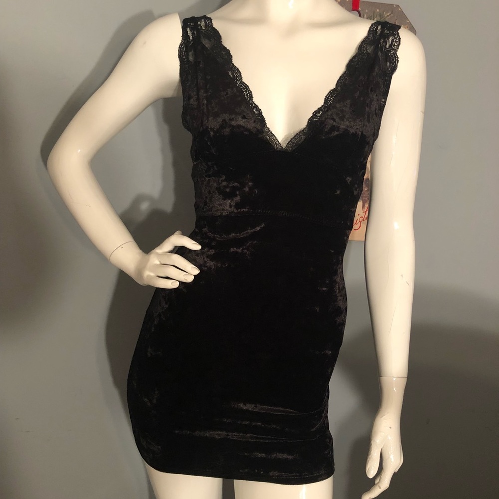 Free People Long Black Velvet Sleeveless Top